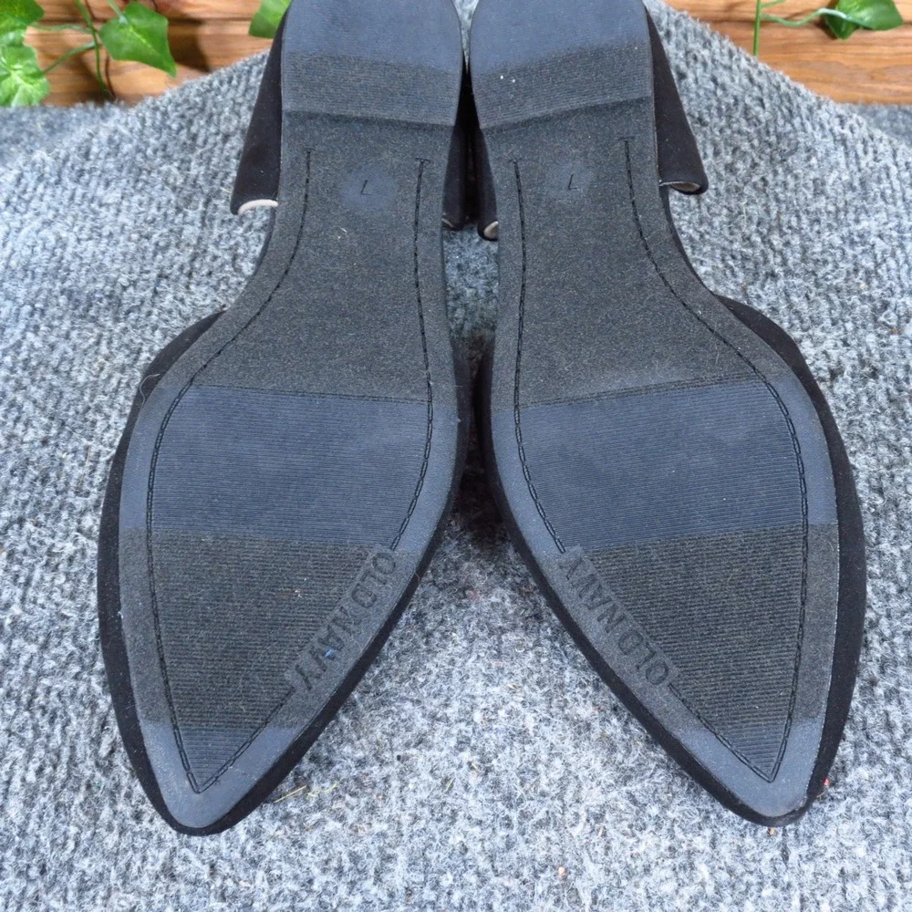 Old Navy D'Orsay Women Pointed Toe Flat 7 Career Professional Black Faux Suede